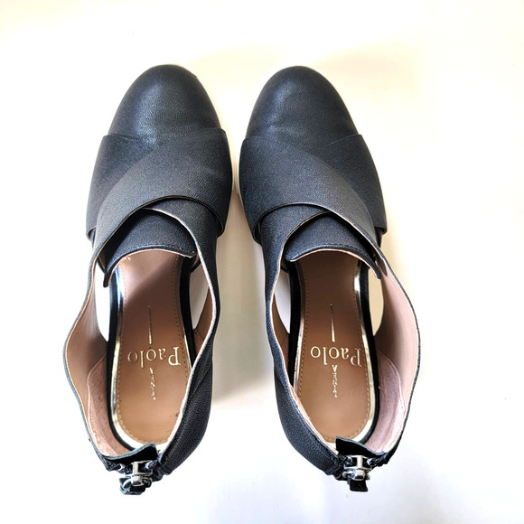 Linea Paolo Faith Black Leather Cutout Wedge Sneakers - Picture 6 of 7